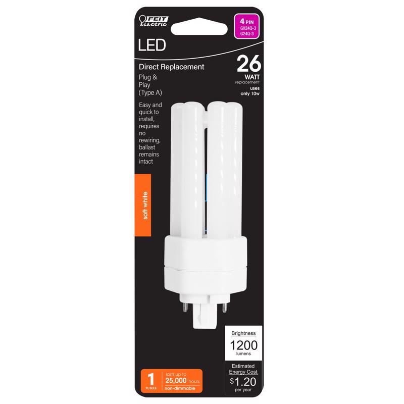 Feit Linear PL GX24Q-3 4-Pin LED Bulb Soft White 26 Watt Equivalence