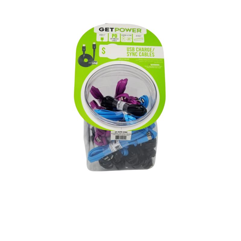 GetPower Assorted Flat USB Charge/Sync Cable For Universal 4 ft. L