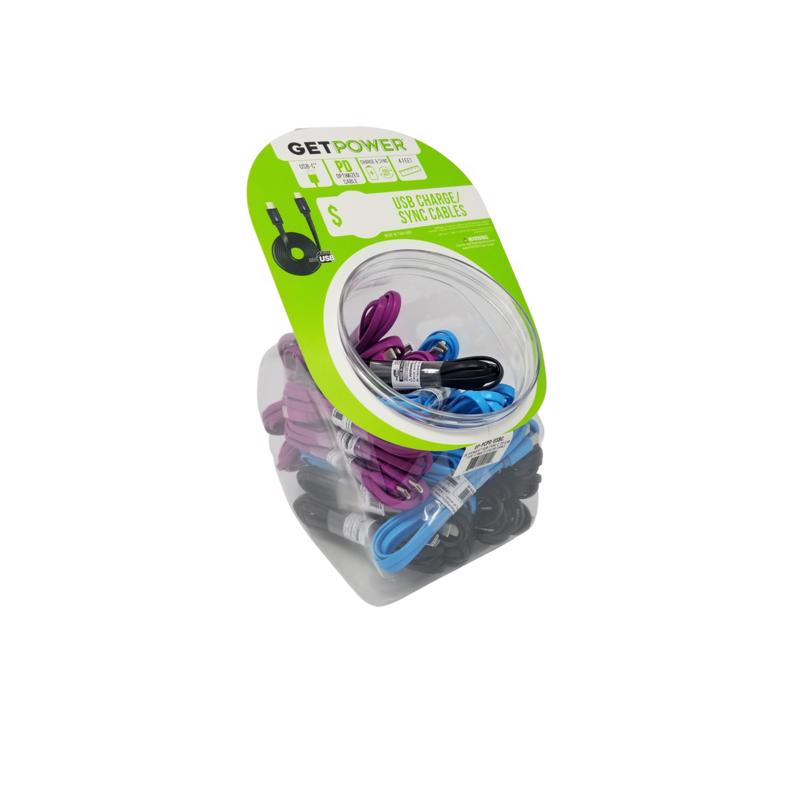 GetPower Assorted Flat USB Charge/Sync Cable For Universal 4 ft. L