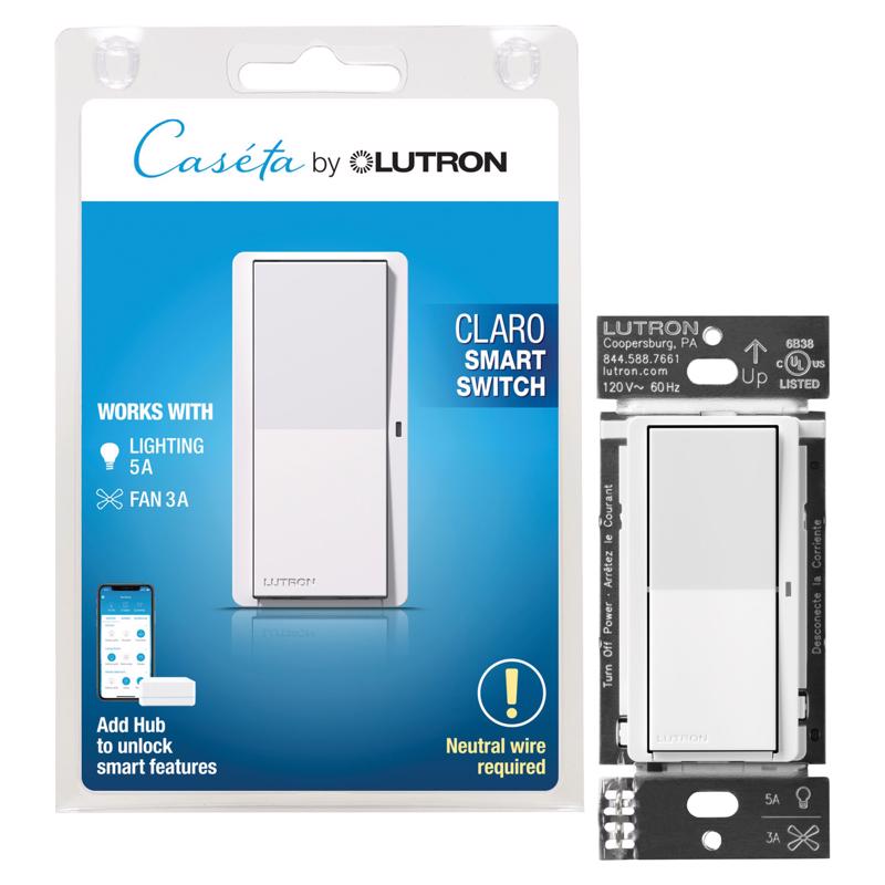 Lutron Caseta 5 amps Single Pole Smart Smart-Enabled Rocker Switch White