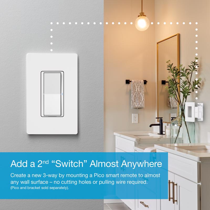 Lutron Caseta 5 amps Single Pole Smart Smart-Enabled Rocker Switch White