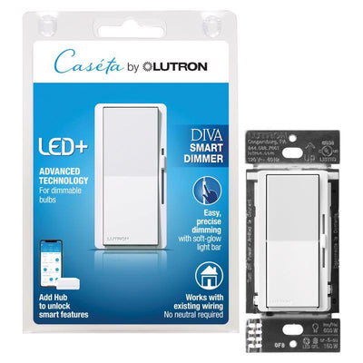 Lutron Caseta White 150 W Toggle Smart-Enabled Dimmer Switch