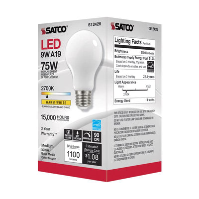 Satco A19 E26 (Medium) LED Bulb Soft White 75 Watt Equivalence