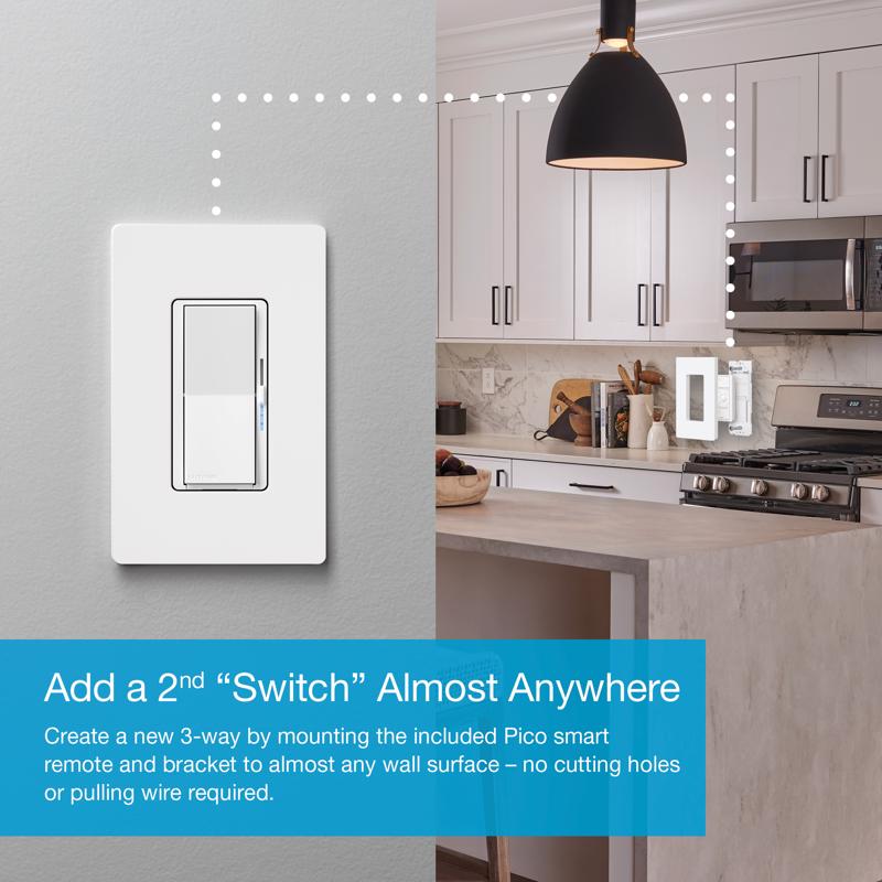 Lutron Caseta White 150 W Toggle Smart-Enabled Dimmer Switch w/Remote Control