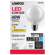 Satco G25 E26 (Medium) Filament LED Bulb Warm White 40 Watt Equivalence