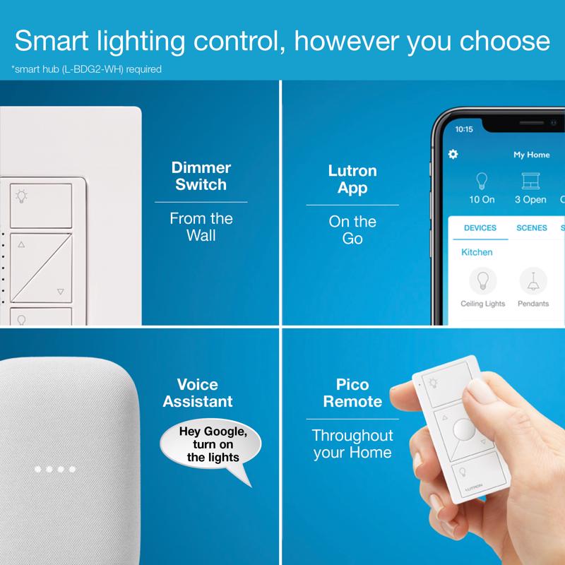Lutron Caseta White 150 W Touch Smart-Enabled Dimmer Switch