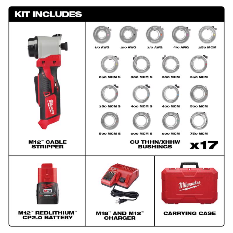 Milwaukee M12 8.46 in. L Cable Stripper Kit