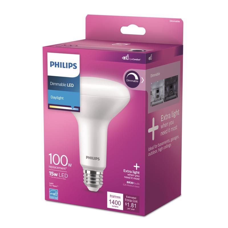 Philips BR30 E26 (Medium) LED Floodlight Bulb Daylight 100 Watt Equivalence