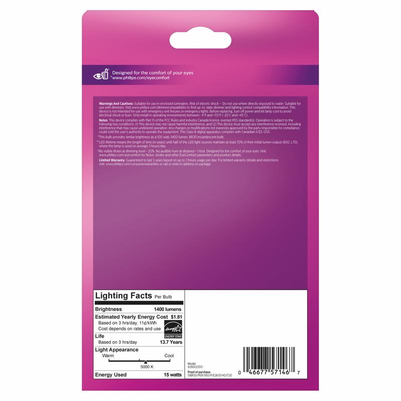 Philips BR30 E26 (Medium) LED Floodlight Bulb Daylight 100 Watt Equivalence