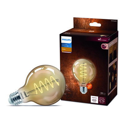 Philips G25 E26 (Medium) LED Bulb Amber 60 Watt Equivalence
