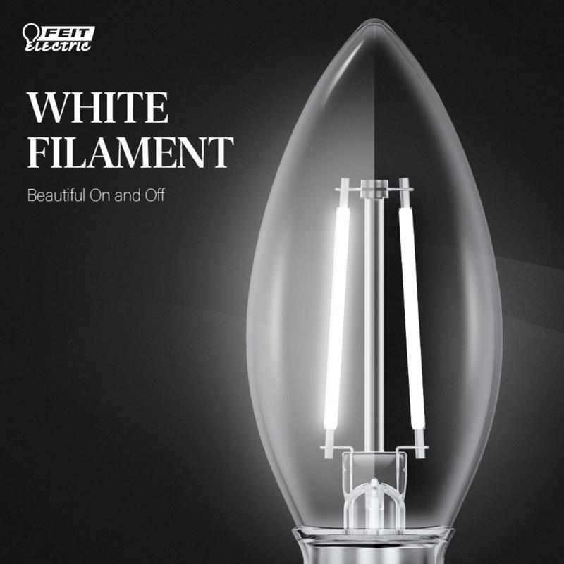 Feit White B10 E12 (Candelabra) Filament LED Bulb Daylight 40 Watt Equivalence 2 pk