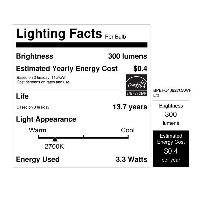 Feit White BA10 E26 (Medium) Filament LED Bulb Soft White 40 Watt Equivalence 2 pk