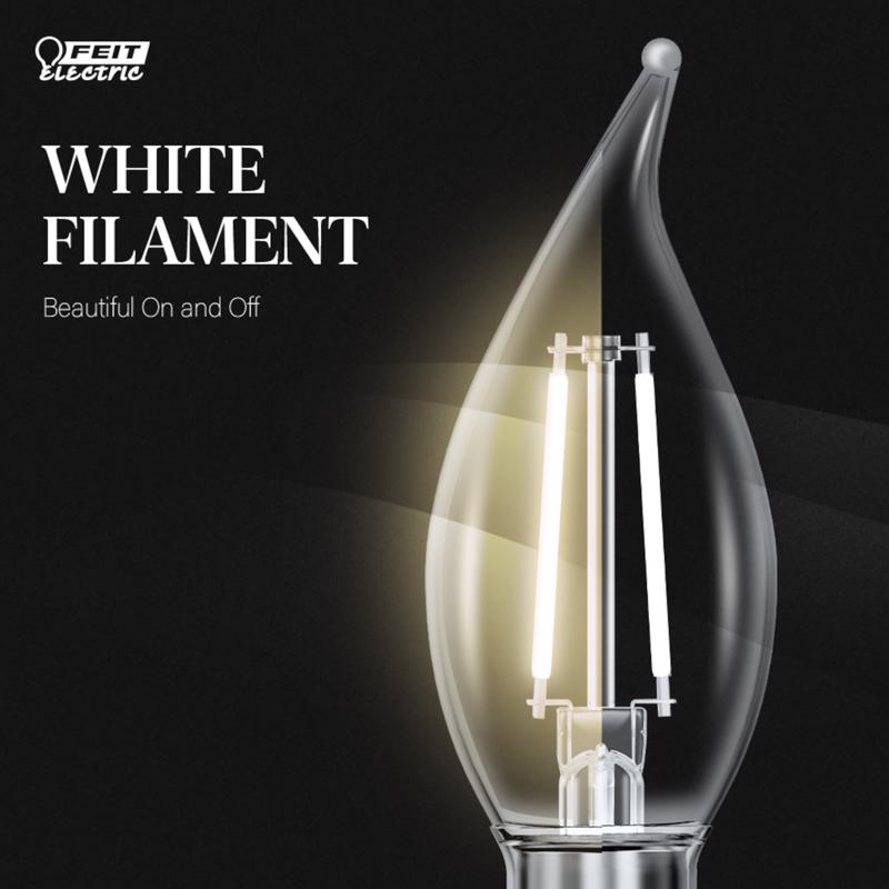Feit White BA10 E26 (Medium) Filament LED Bulb Daylight 40 Watt Equivalence 2 pk