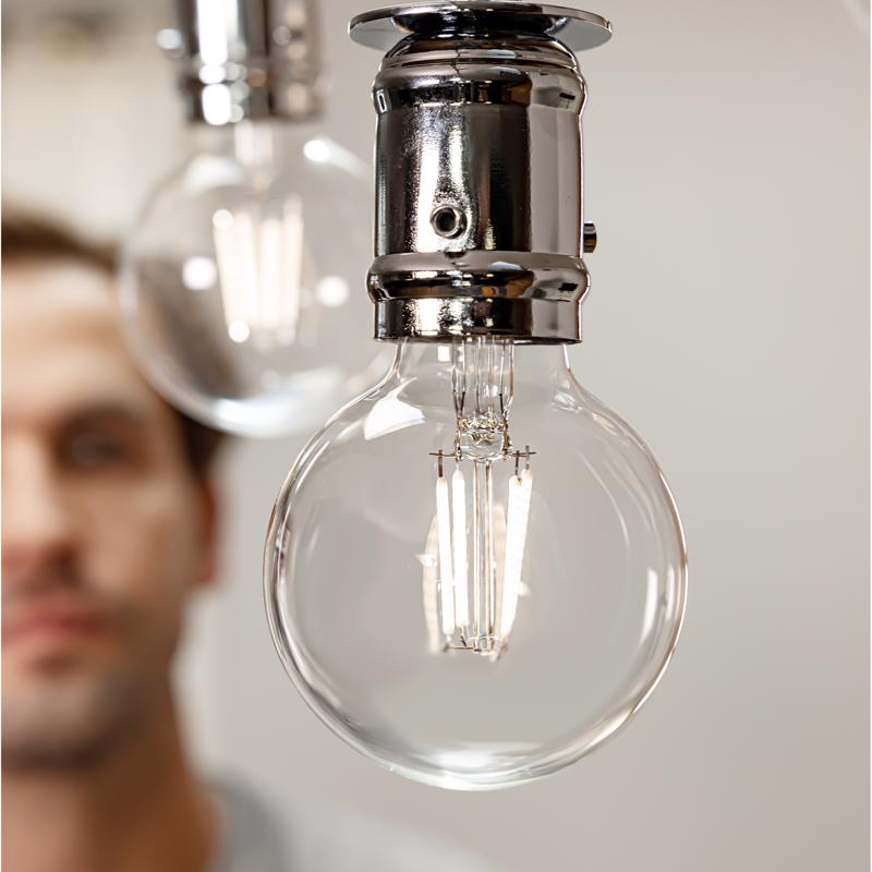 Feit White G16.5 E26 (Medium) Filament LED Bulb Soft White 60 Watt Equivalence 2 pk