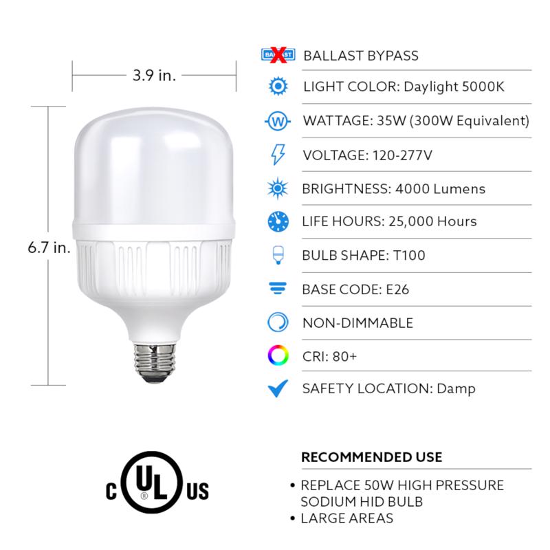 Feit T100 E26 (Medium) LED Bulb Daylight 300 Watt Equivalence