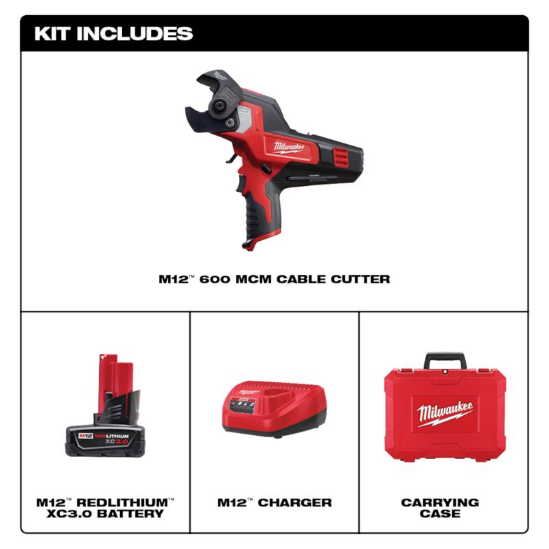 Milwaukee M12 10-1/2 in. L Black/Red Cable Cutter Kit