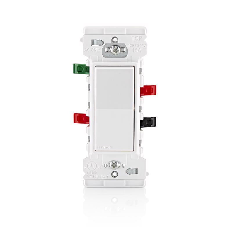 Leviton Lever Edge 15 amps 3-Way Rocker Switch White
