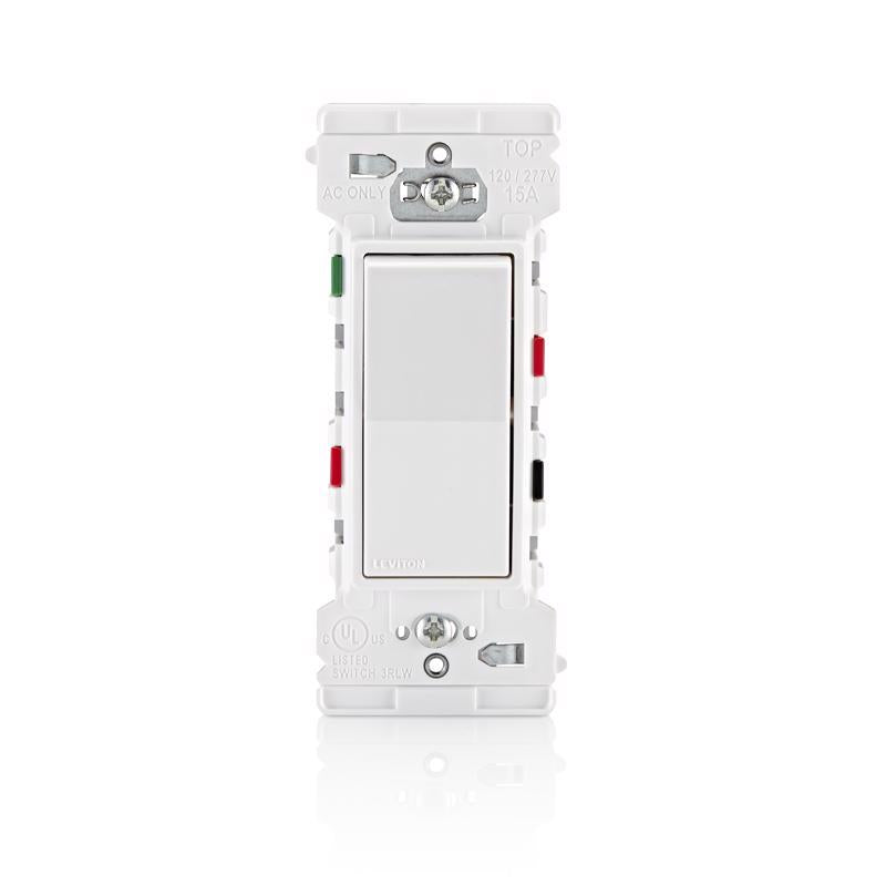 Leviton Lever Edge 15 amps 3-Way Rocker Switch White 10 pk