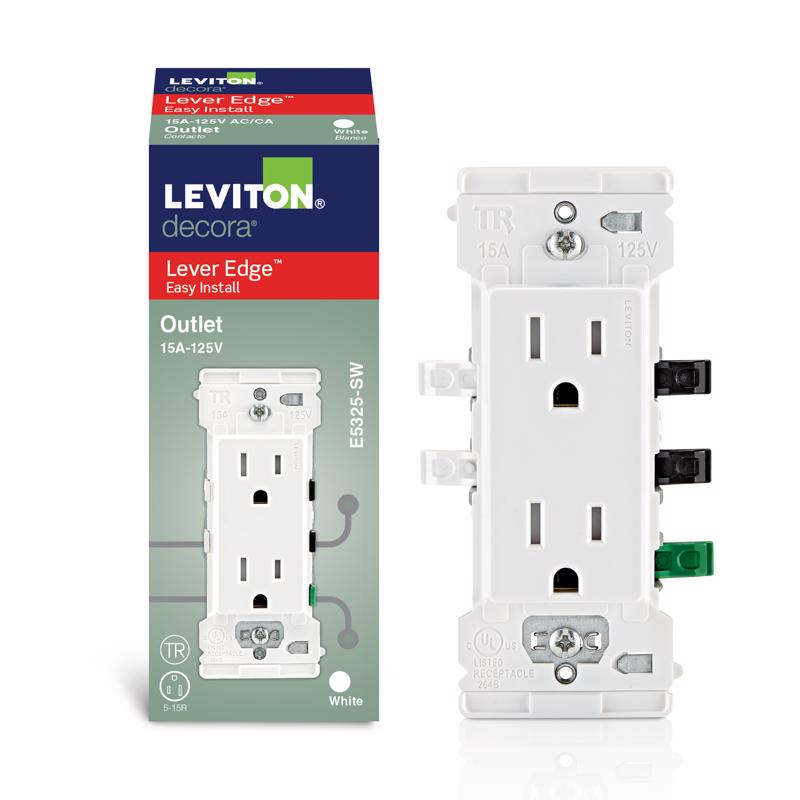 Leviton Lever Edge 15 amps 125 V White Tamper Resistant Outlet 5-15R