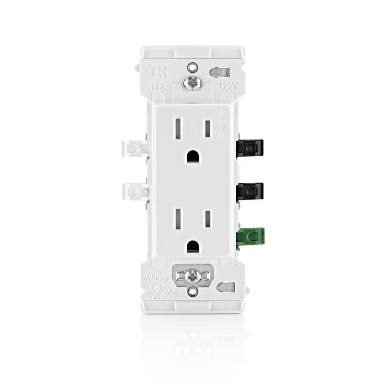 Leviton Lever Edge 15 amps 125 V White Tamper Resistant Outlet 5-15R