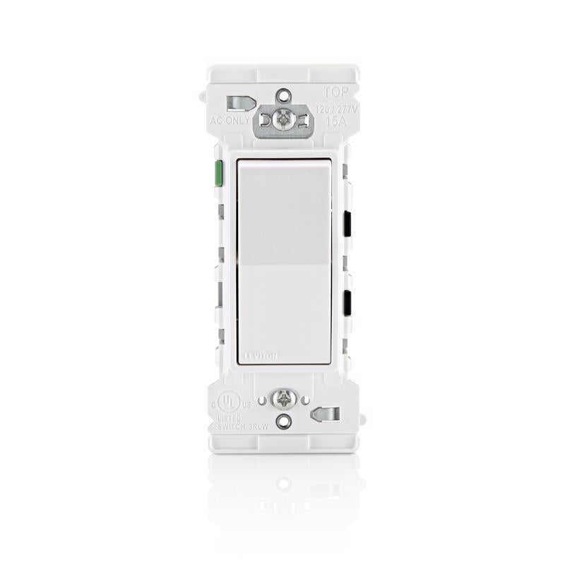 Leviton Lever Edge 15 amps Single Pole Rocker Rocker Switch White