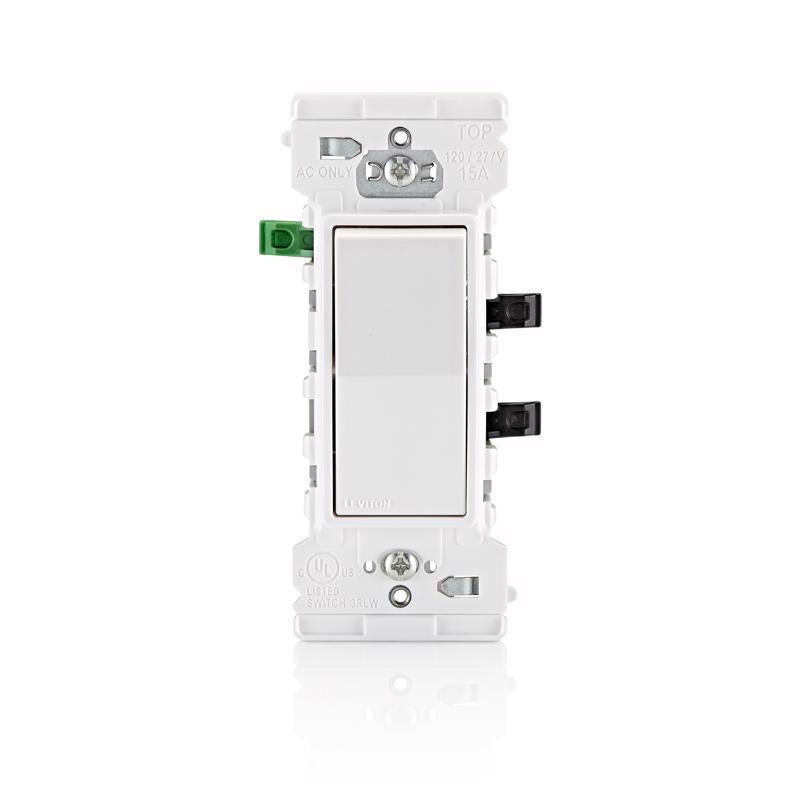 Leviton Lever Edge 15 amps Single Pole Rocker Rocker Switch White
