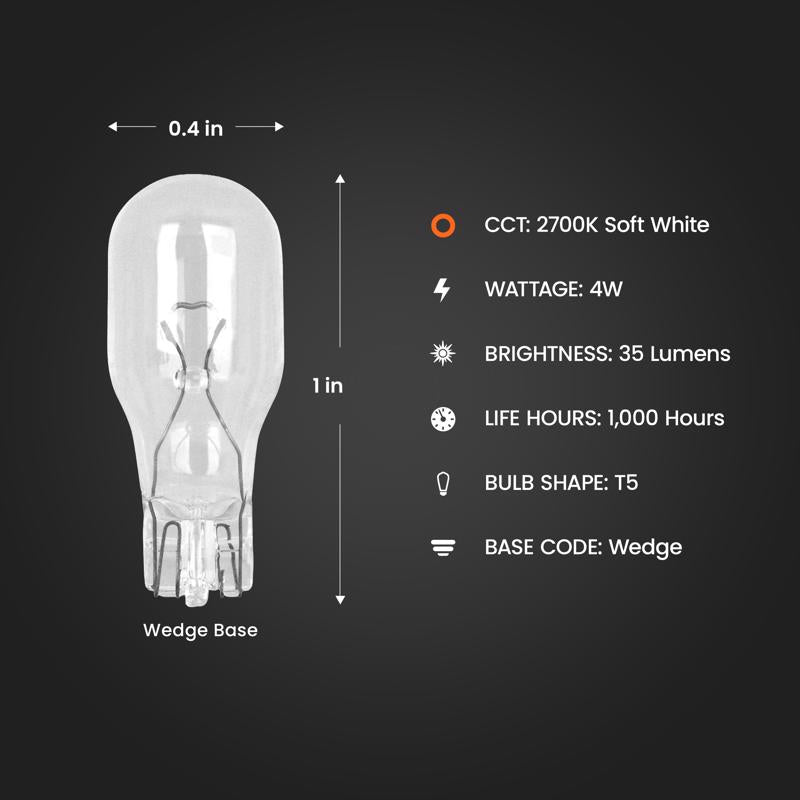 Feit 4 W T5 Landscape and Low Voltage Incandescent Bulb Wedge Soft White 4 pk