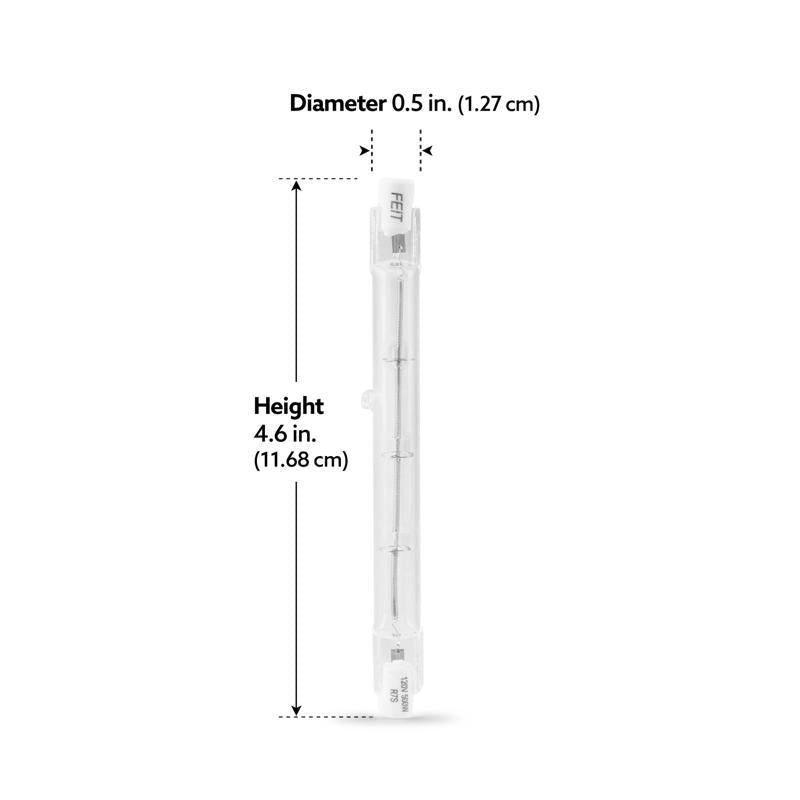 Feit 500 W T3 Tubular Halogen Replacement Bulb 8500 lm Bright White 2 pk