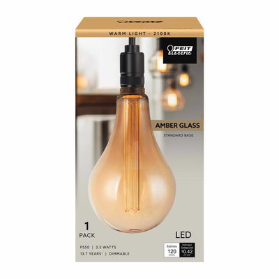 Feit PS50 E26 (Medium) Filament LED Bulb Warm White 60 Watt Equivalence