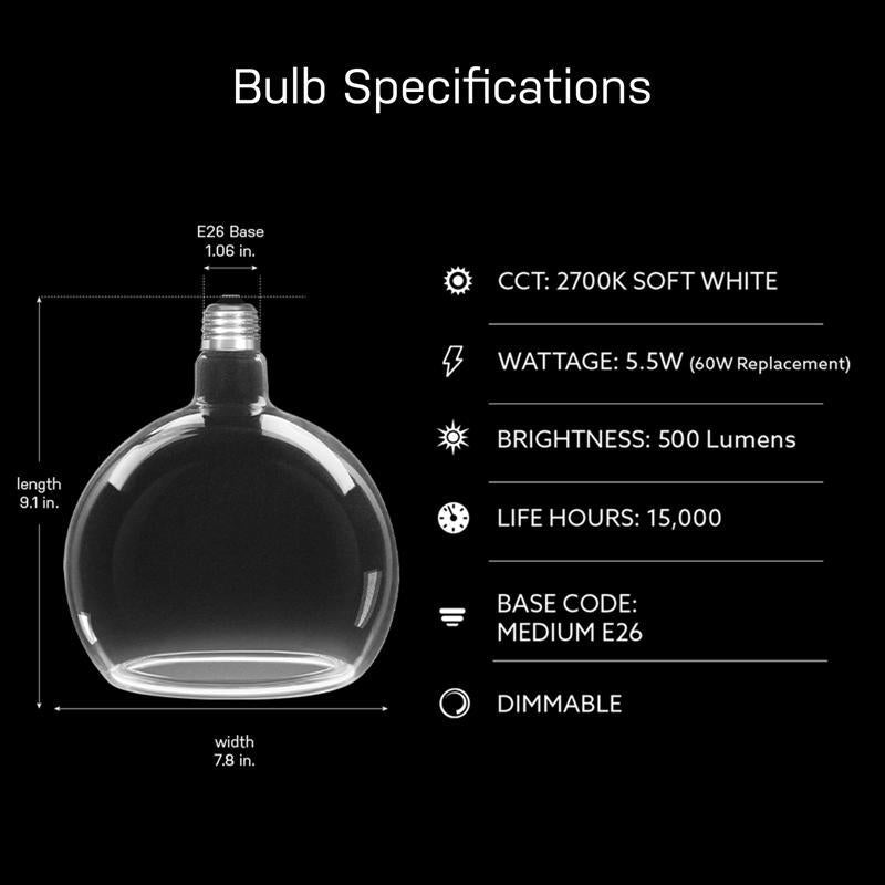 Feit G63 E26 (Medium) Filament LED Bulb Soft White 60 Watt Equivalence