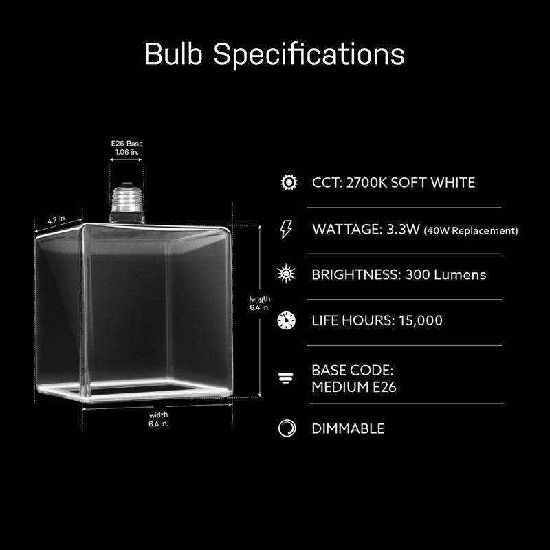 Feit Square E26 (Medium) Filament LED Bulb Soft White 40 Watt Equivalence