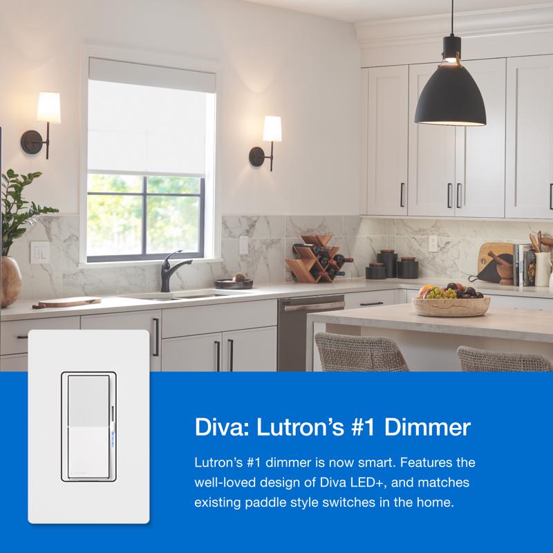 Lutron Diva 3-Way Smart-Enabled Dimmer and Remote White