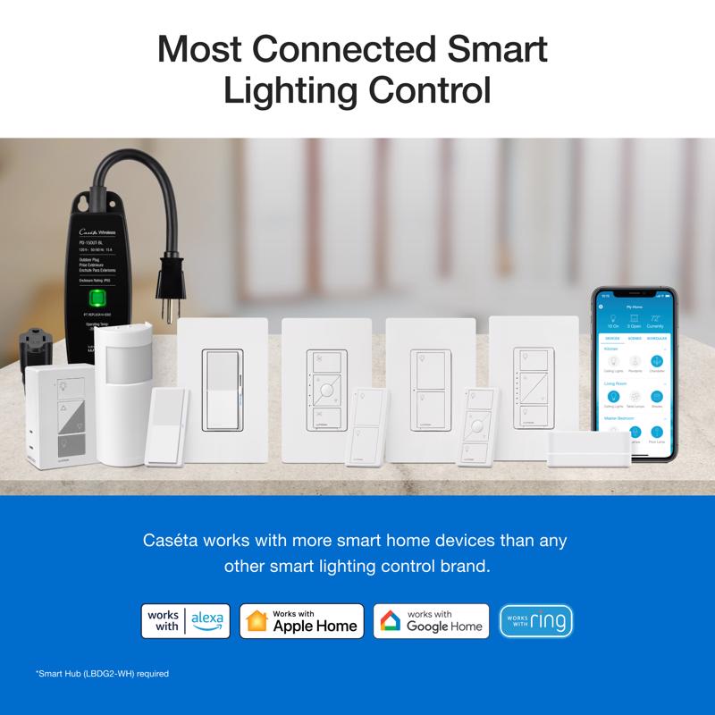 Lutron Pico Smart Smart-Enabled Wireless Remote w/Wall Mount Kit White