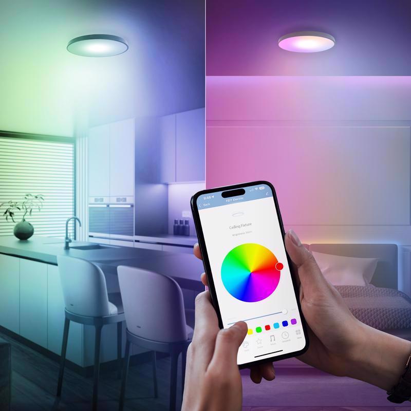 Feit Smart 15 in. H X 15 in. W X 5.5 in. L Matte Black White Smart-Enabled Ceiling Fixture