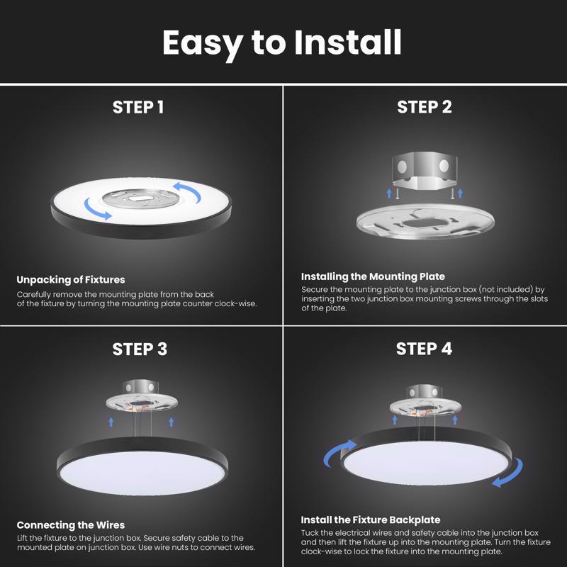 Feit Smart 15 in. H X 15 in. W X 5.5 in. L Matte Black White Smart-Enabled Ceiling Fixture