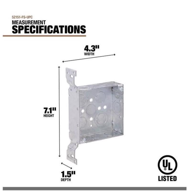 Southwire New and Old Work 21 cu in Square Galvanized Steel Electrical Box Silver