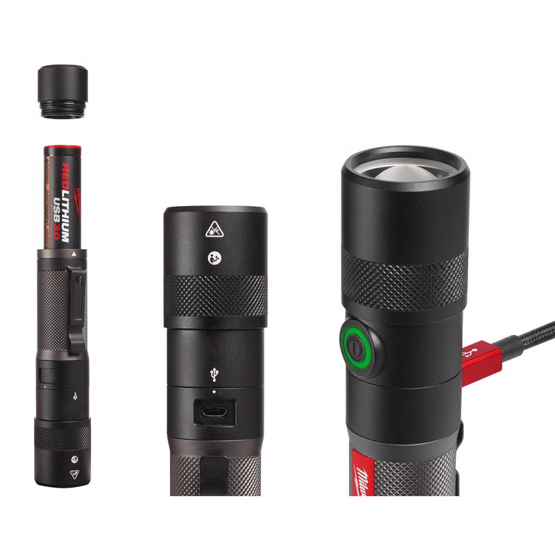 Milwaukee Redlithium 1100 lm Black LED Twist Flashlight
