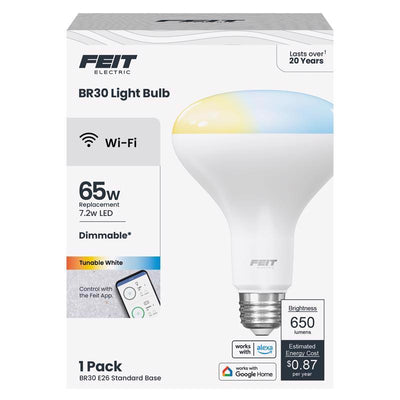 Feit BR30 E26 (Medium) Smart-Enabled LED Bulb Adjustable White 65 Watt Equivalence
