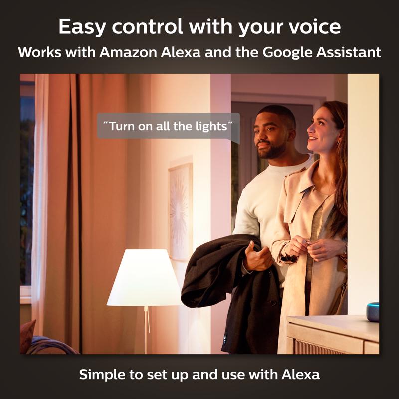 Philips HUE A19 E26 (Medium) Smart-Enabled LED Bulb Starter Kit Cool White 75 Watt Equivalence 2 pk
