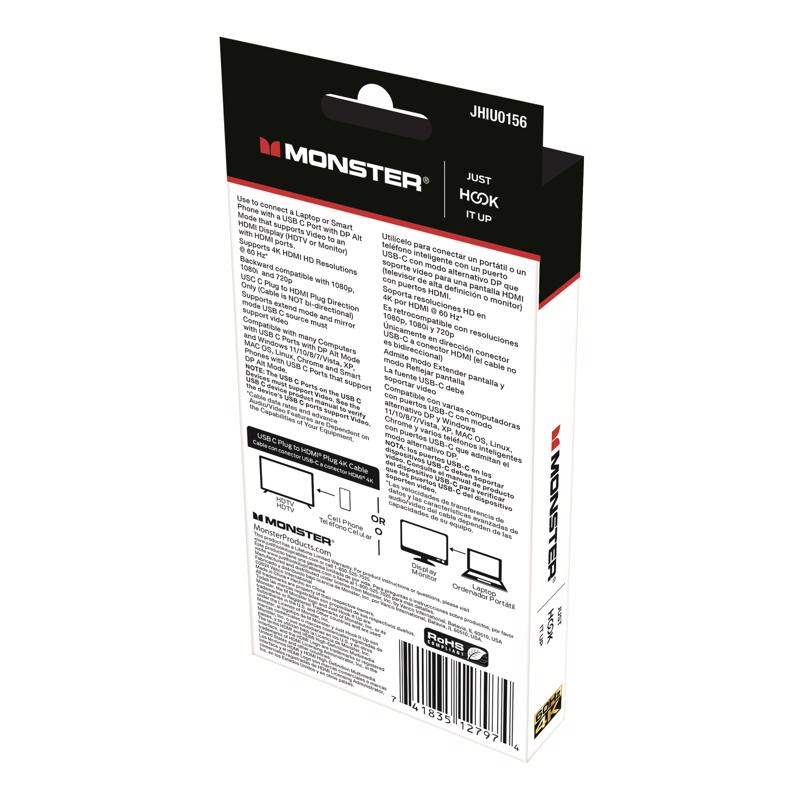 Monster Just Hook It Up USB Type C Plug to HDMI Adapter