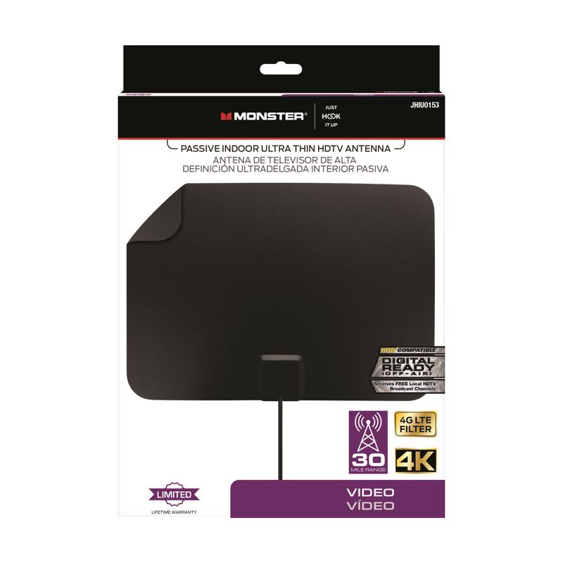 Monster Just Hook It Up Indoor HDTV/UHF/VHF Ultra Thin Digital Flat Antenna