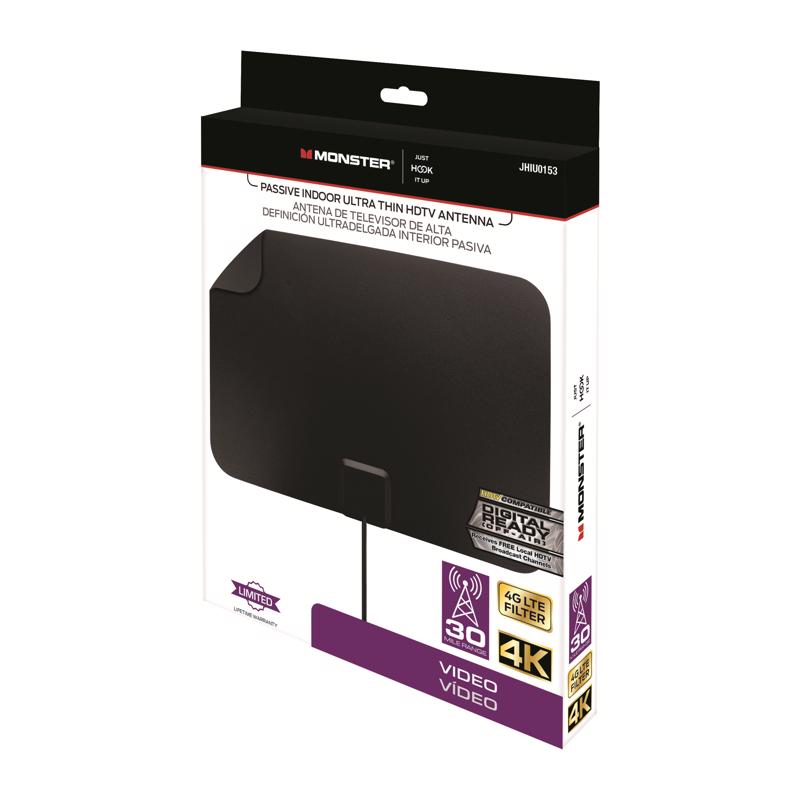 Monster Just Hook It Up Indoor HDTV/UHF/VHF Ultra Thin Digital Flat Antenna