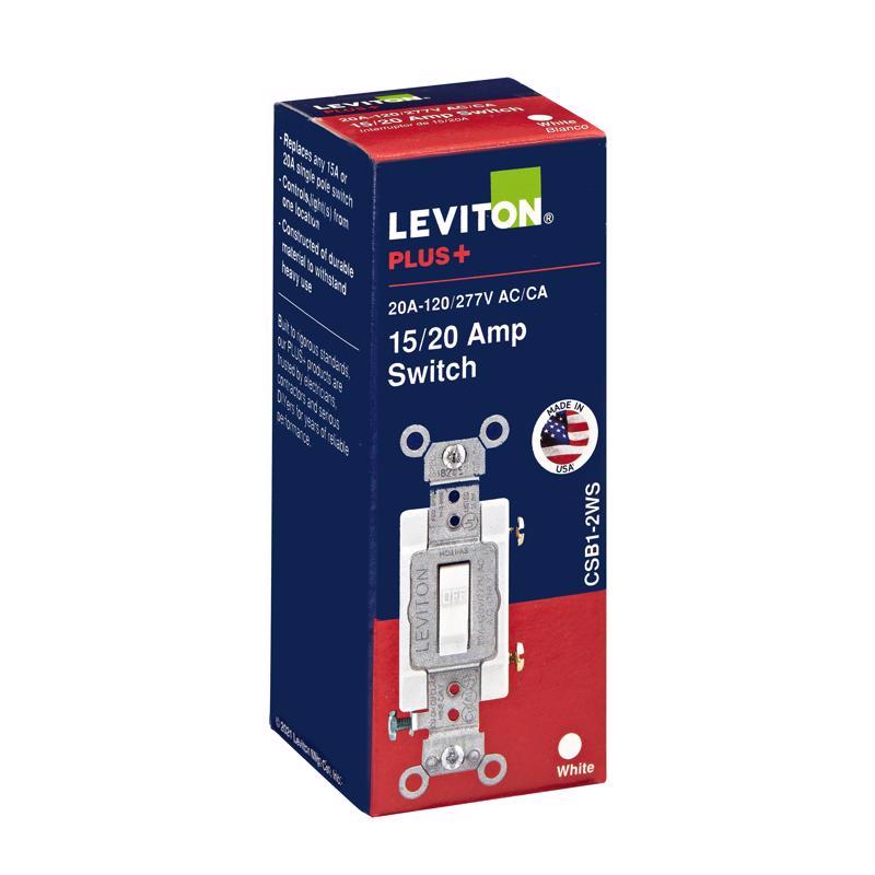 Leviton 20 amps Single Pole Toggle AC Quiet Switch White