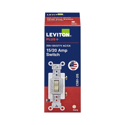 Leviton 20 amps Single Pole Toggle AC Quiet Switch Ivory