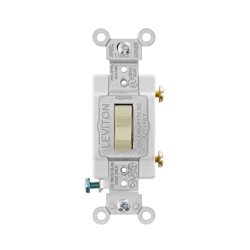 Leviton 20 amps Single Pole Toggle AC Quiet Switch Ivory
