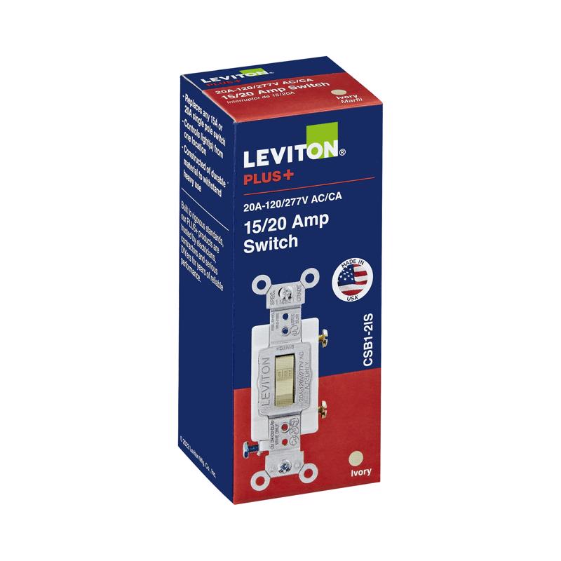 Leviton 20 amps Single Pole Toggle AC Quiet Switch Ivory