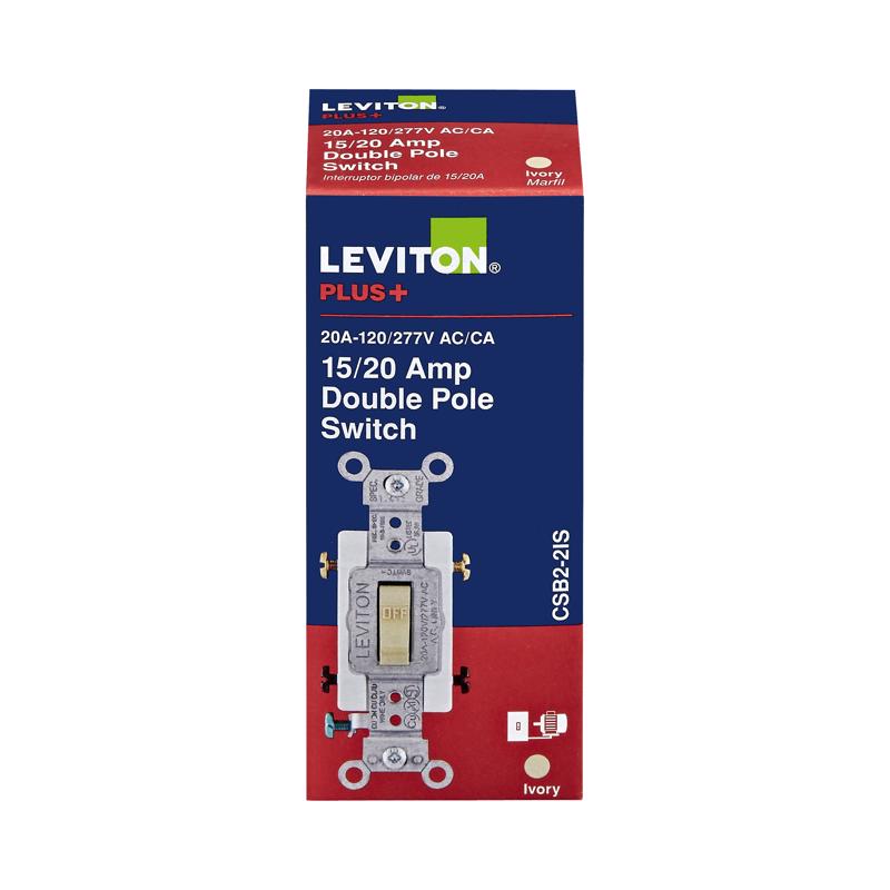 Leviton 20 amps Double Pole Toggle AC Quiet Switch Ivory