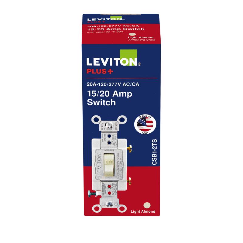 Leviton 20 amps Single Pole Toggle AC Quiet Switch Light Almond