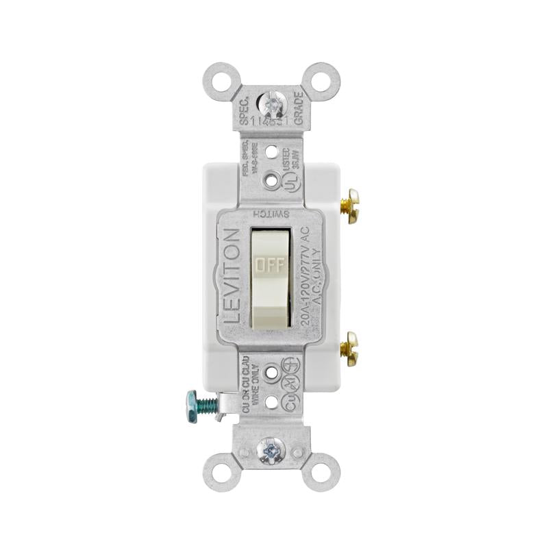 Leviton 20 amps Single Pole Toggle AC Quiet Switch Light Almond