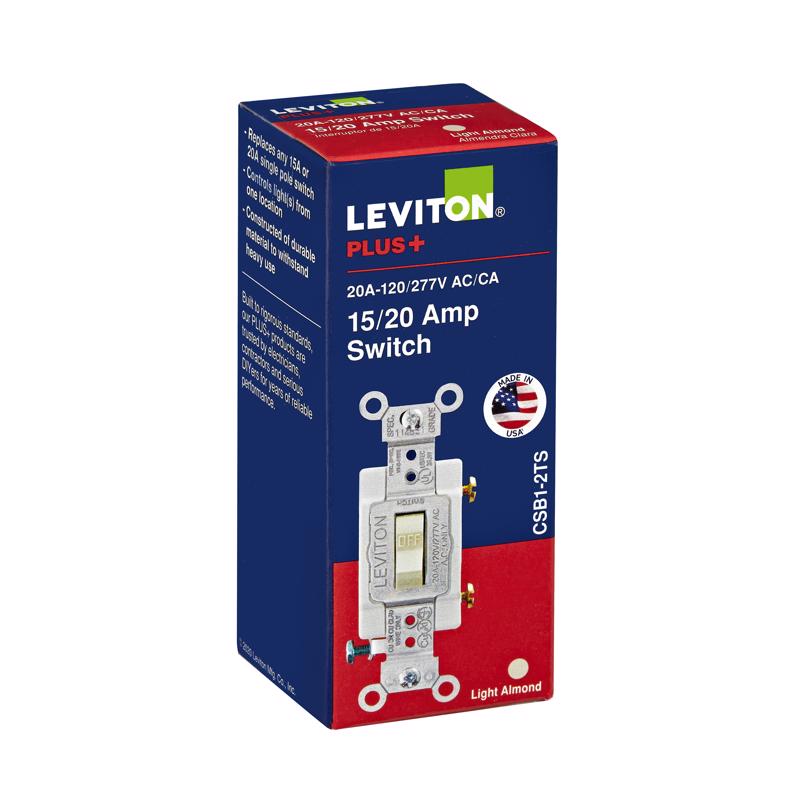 Leviton 20 amps Single Pole Toggle AC Quiet Switch Light Almond